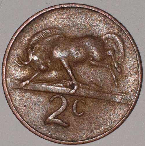 1965 ENG - 2 CENT COIN (TWO CENT COIN) - RSA - BRONZE - KM#66.2 - WILDEBEEST